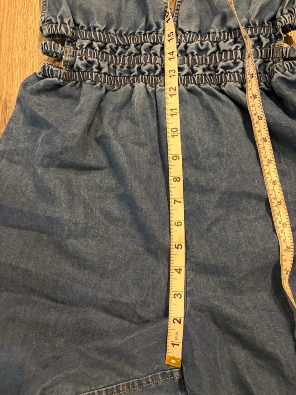 New Sleeveless Denim Jumpsuit M Wide Leg Blue Chambray Boho Comfy Chic Vacation - Picture 14 of 16